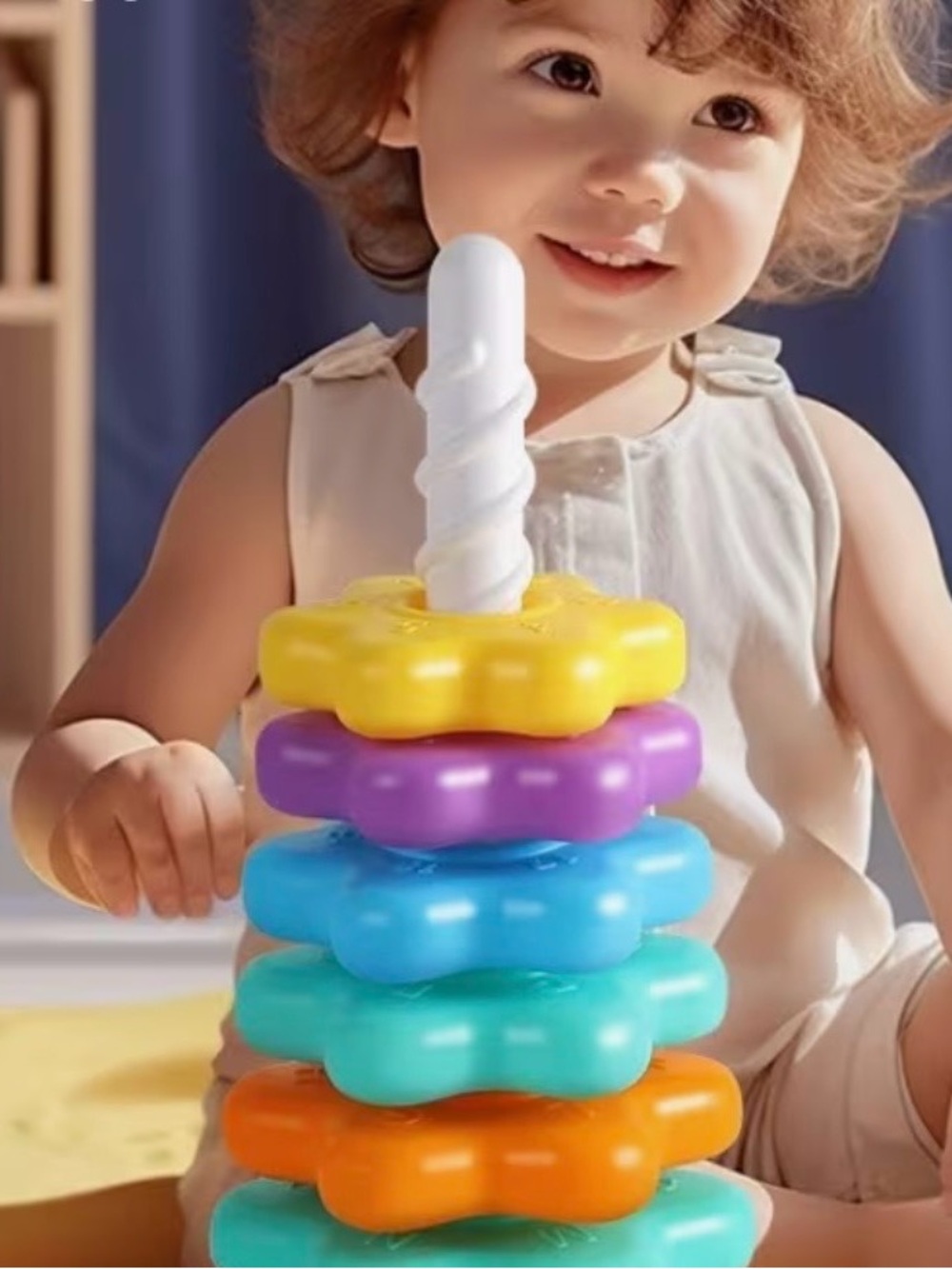 Stacking Flower Rings Toy - Multicolor - Picture 3 of 3